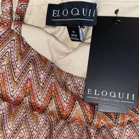 Eloquii Zigzag Midi Dress in Orange and Cream - Picture 9 of 10